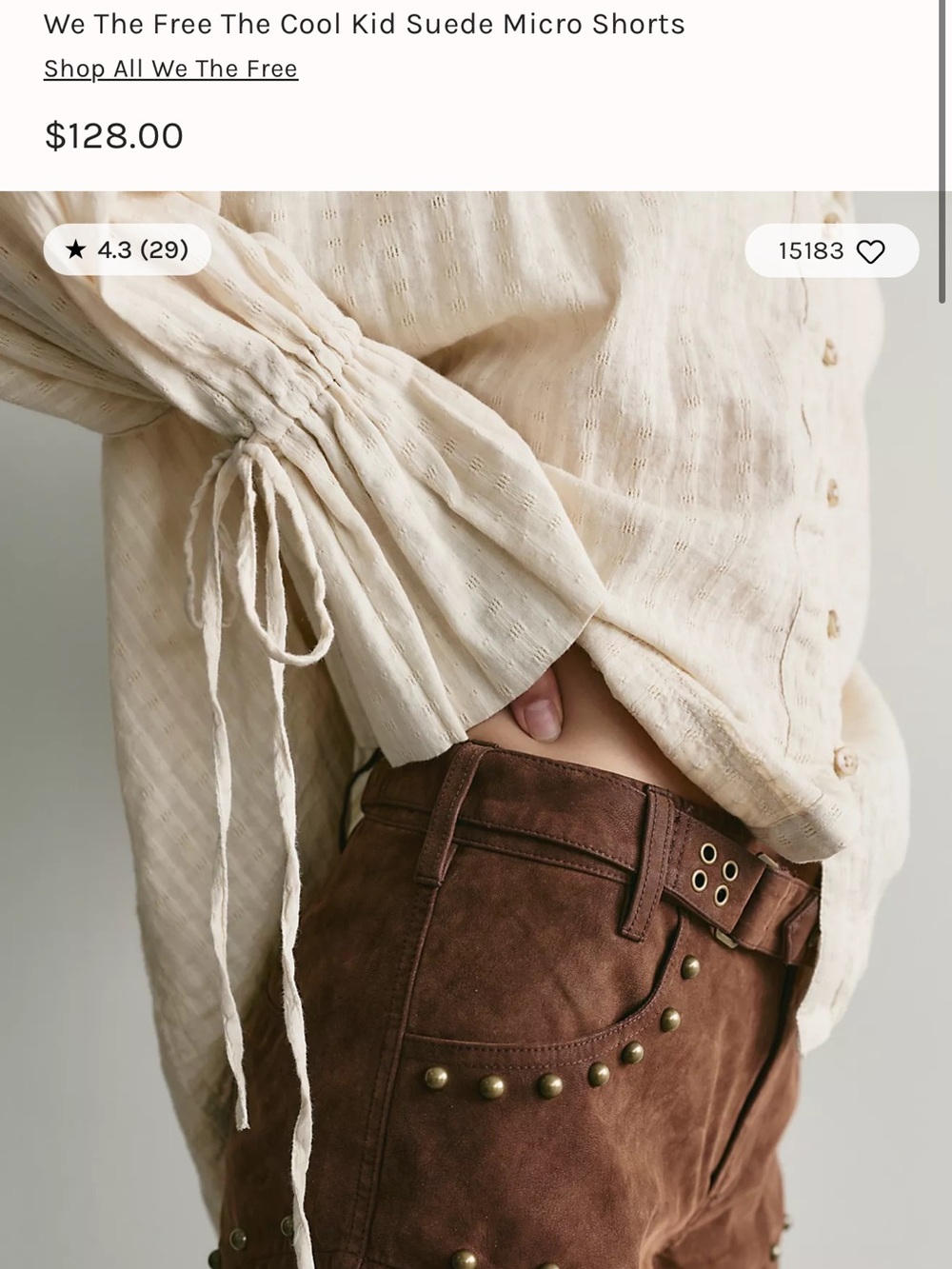 Free People brown vegan suede shorts